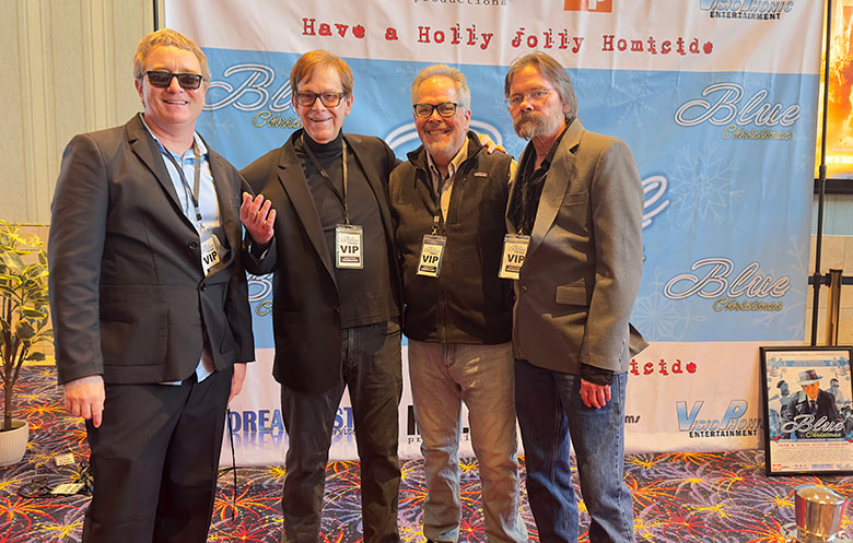The executive producers of Blue Christmas (left to right, Chad Bishop, MAC, Phil Dingeldein and Brian Wright.)