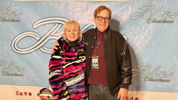 The beautiful Barb Collins with unknown attendee at the Last Picture House premiere.